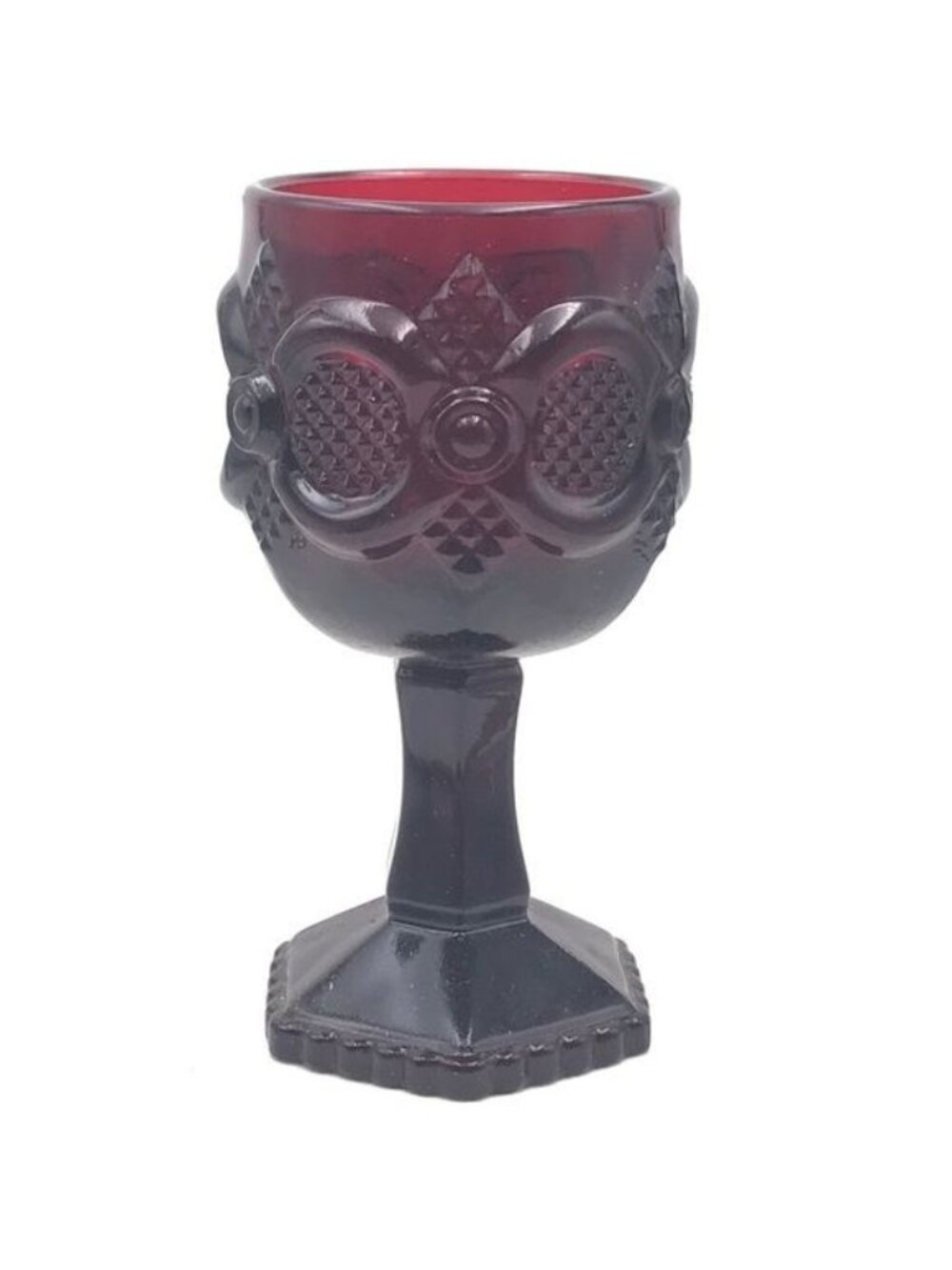 1876 Avon Cape Cod Collection Ruby Red Wine Goblet With Original Box No Candle